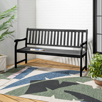 Laurel Slat-Back 600-Lbs Support Acacia Wood Outdoor Garden Patio Bench - JONATHAN Y